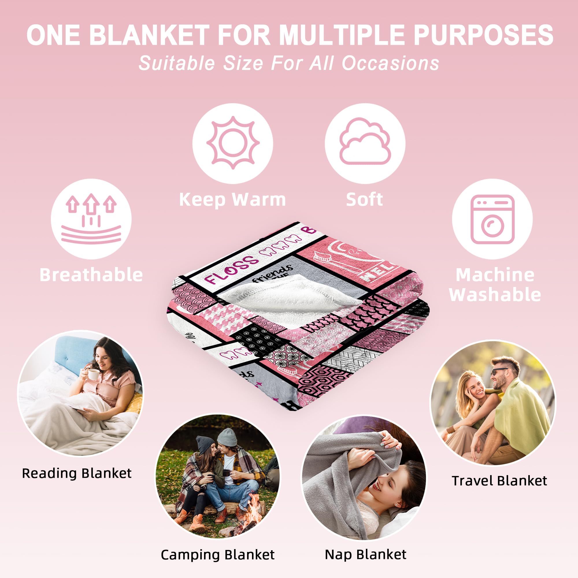 Zahnarzt-Geschenk Decke 152x128 Cm – Mit Lustigen Sprüchen, Flanell – Für Kollegen, Abschluss & Wertschätzung