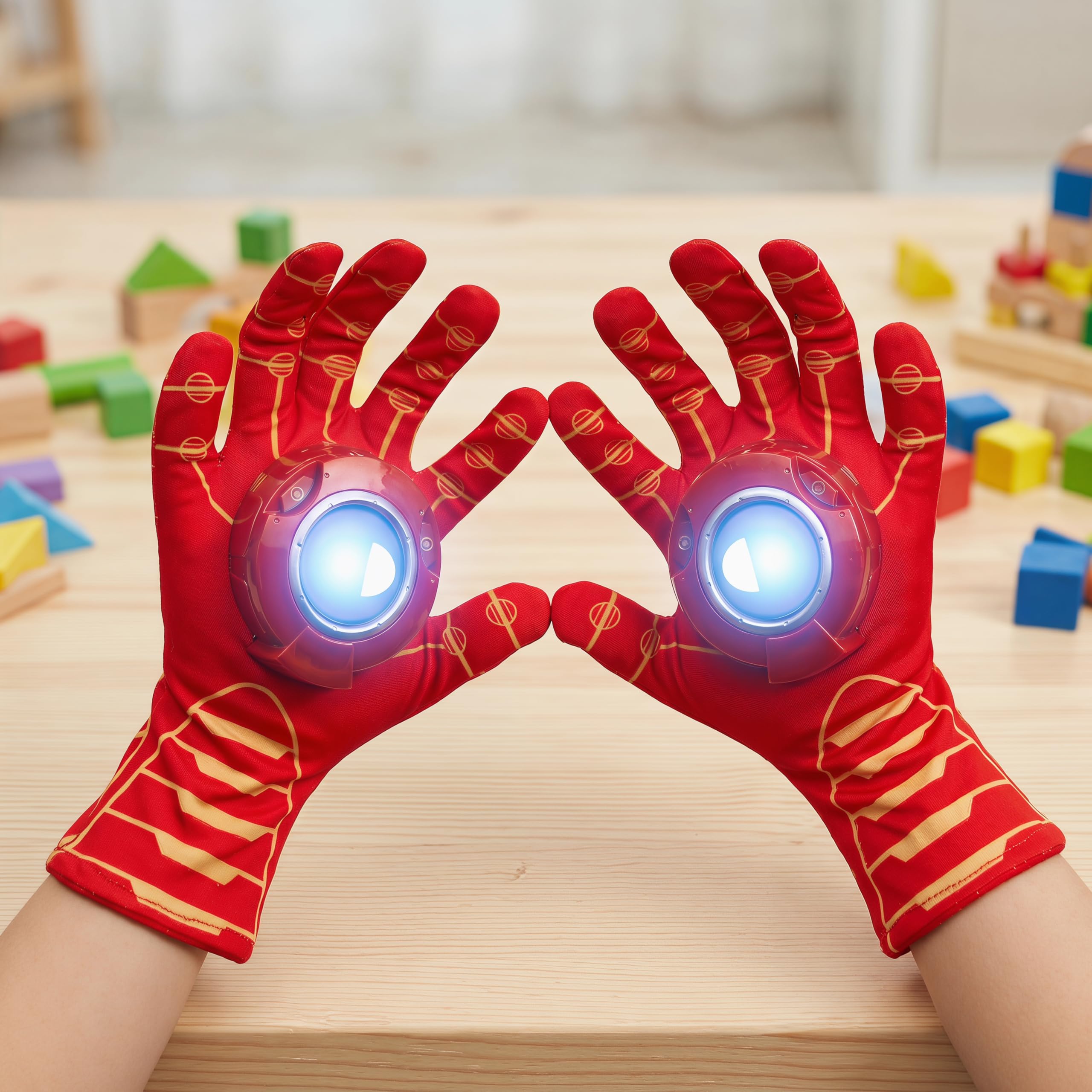 Guanti magici luminosi per bambini, con luci a LED e suono per giochi di ruolo, guanti per costume per Halloween, Natale, festa di compleanno, regalo per ragazzi e ragazze dai 3 ai 12 anni
