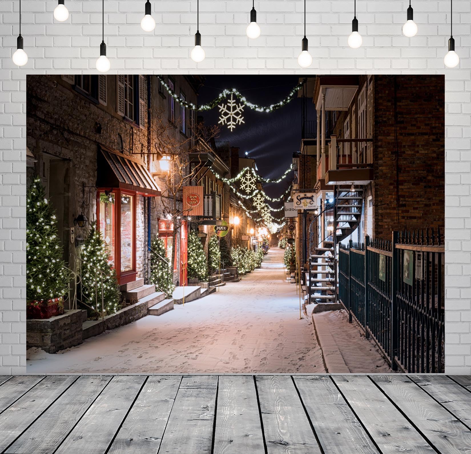 BELECO 7x5ft Fabric Christmas Town Street Backdrop Germany - View #5