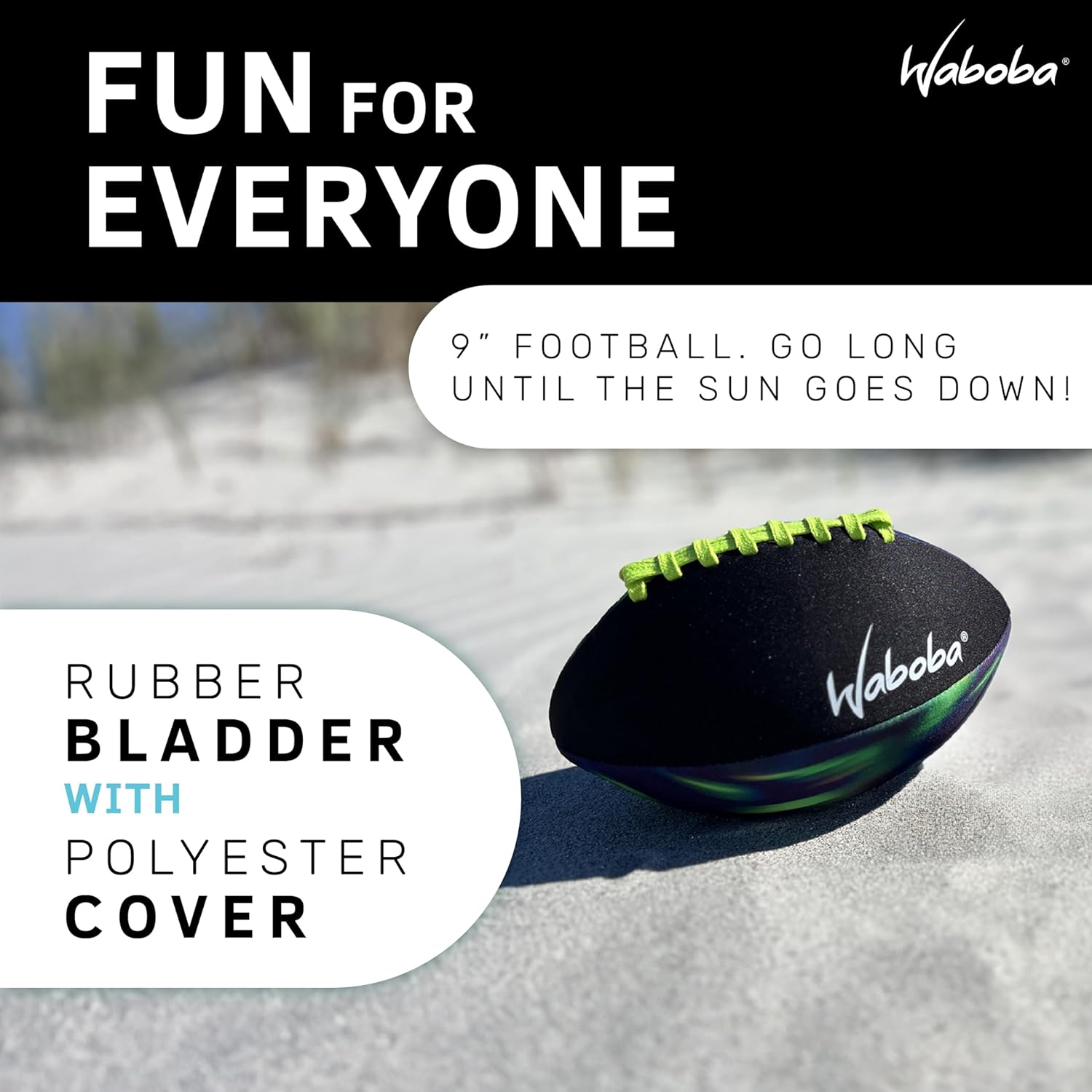 Waboba Sport Beach Pack – Includes 9 Inch Water Football, Beach Volleyball & Paddle Set – Perfect Summer Essential Bundle for Beach Games – Vacation Toys for Kids & Adults Ages 8 & Up – Green