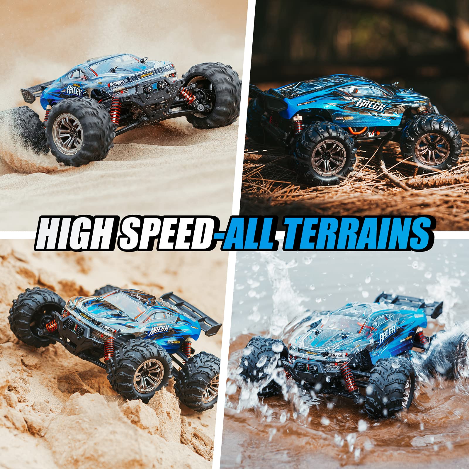 YONCHER YC100 1:20 Coche Teledirigido, 4WD Offroad RC Coche con 36+ Km/h, 2.4GHz Crawler Camiones de Control Remoto Juguete con 2 Baterías 50min Tiempo de Juego, Regalo para Niños y Adultos Combo