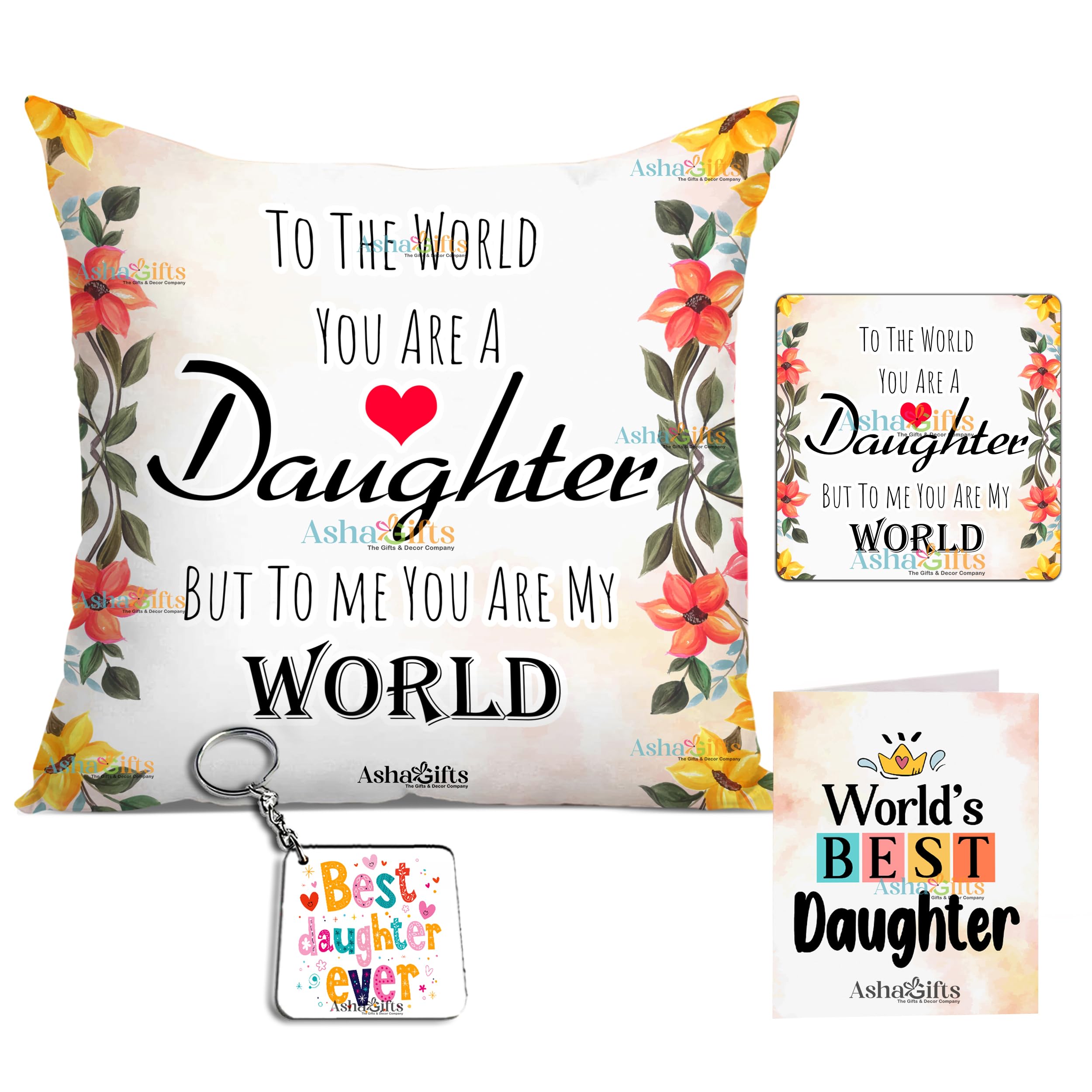 Gifts for Daughter Birthday Special Birthday for Daughter Printed Cushion(12 inch X 12 inch with Filler with Keychian) Girls Pillow Daughters Day for Daughter and Girls -9-image-18