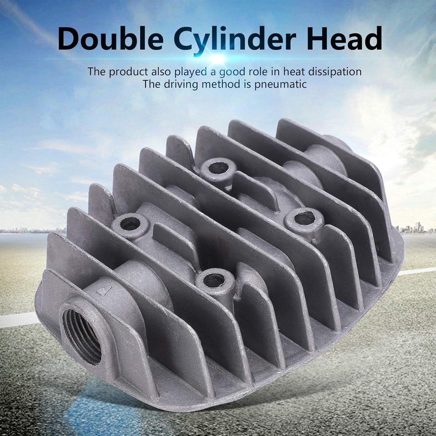 2PCS Compressor Head Accessories Air Compressor Cylinder Head 2.5P/3P/5P/6P Cast Aluminum Pneumatic Drive Mode 58x58mm Cylinder Head Air Compressor Parts