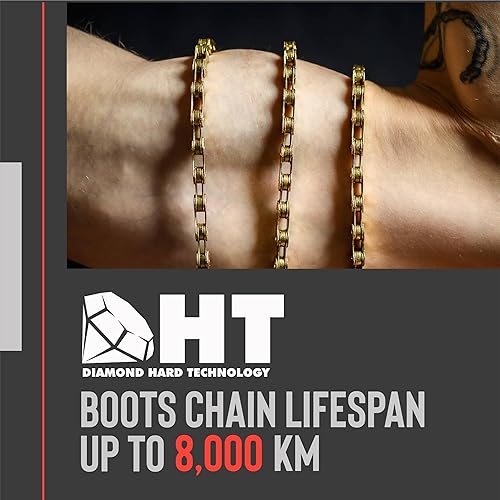 Miniatura 4 de TAYA ONZE-111 (UL) Cadena ligera de bicicleta de 11 velocidades, 120 eslabones, Ti-Gold, duradera y suave cambio, para grava y carreras