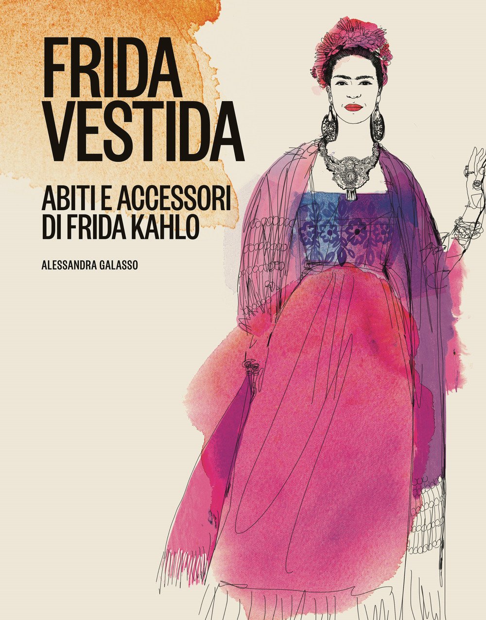Frida vestida livre illustré sur les habits et accessoires de Frida Kahlo en couleur