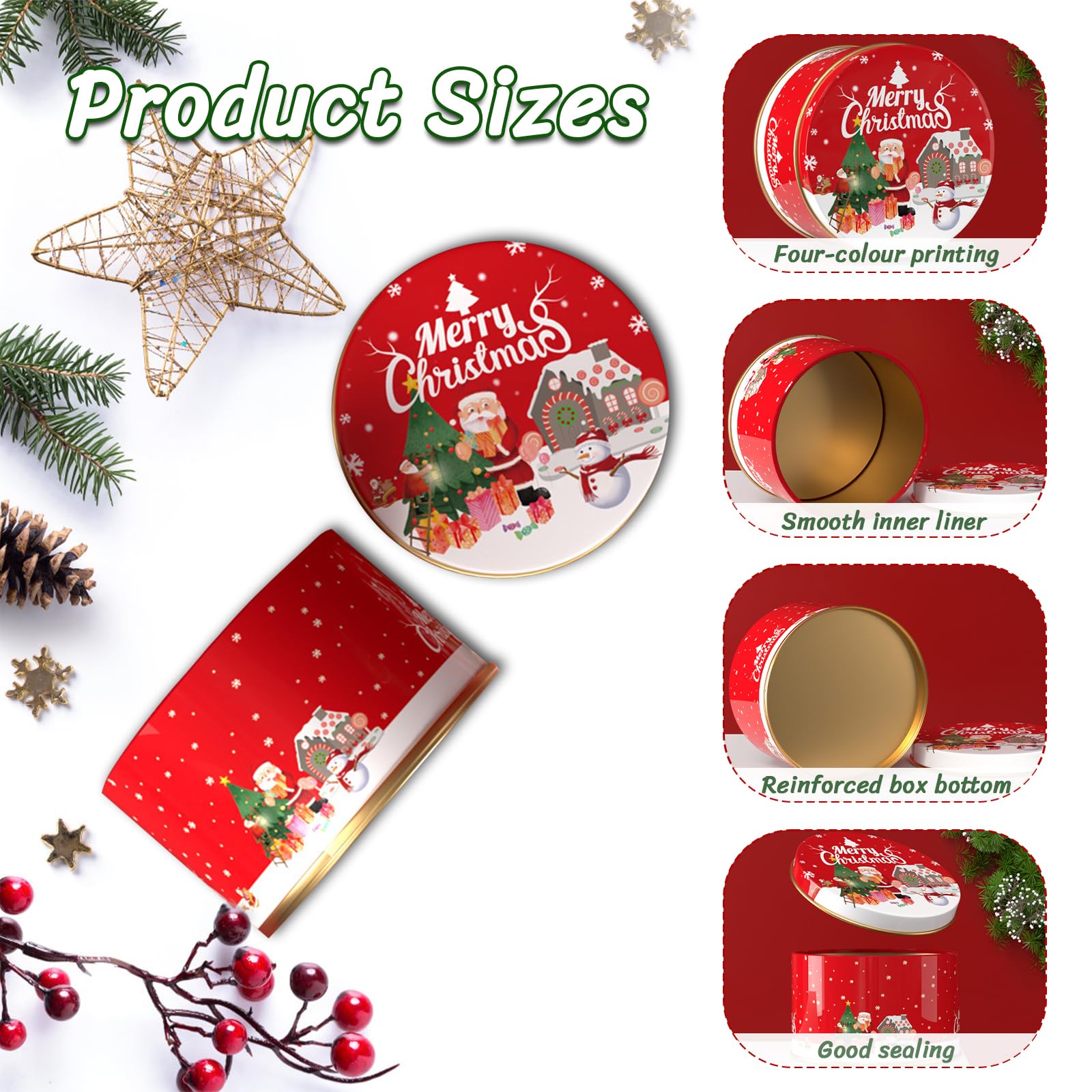 Lot De 8 Mini Boîtes En Métal De Noël - Avec Couvercle, Motifs Festifs, Pour Cadeaux, Biscuits, DIY - 4