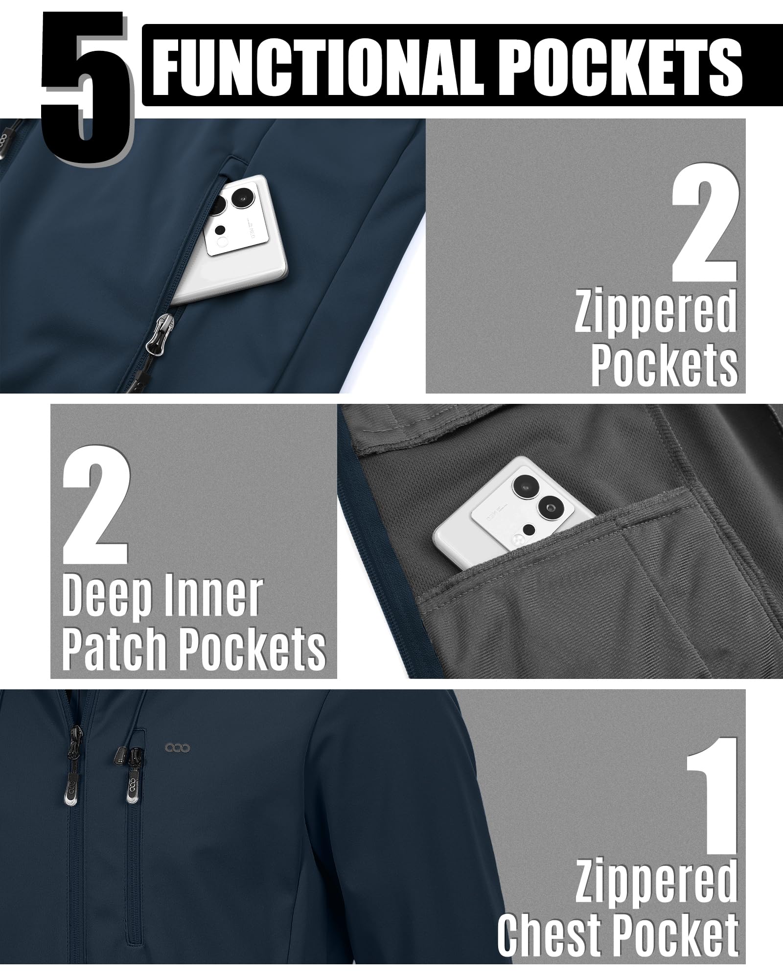 33,000ft Chaqueta Softshell para hombre con capucha, impermeable, cortavientos, ligera, para exteriores, senderismo, viajes