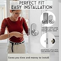 Vista 5 de MiLocks TKK-02SN Tkk-Sn Digital Door Knob Lock with Electronic Keypad, Satin Nickel, Keypad, Keyless