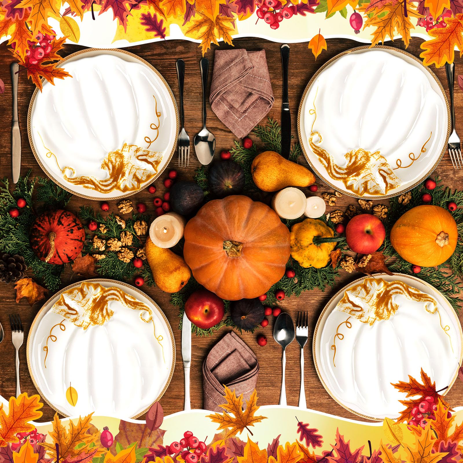 Amazon.com | FillTouch 4 Pcs 7.87'' Ceramic Pumpkin Plates Fall