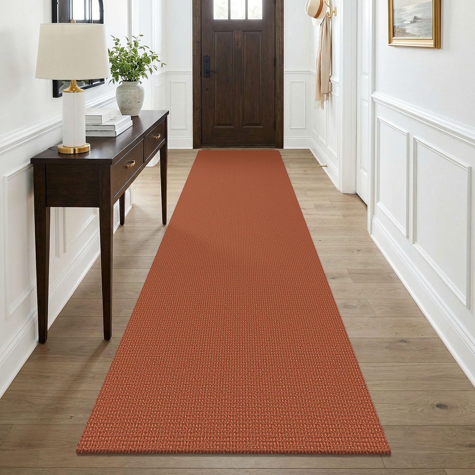KOZYFLY Orange Corridor Rug for Hallway, 0.35 x 9.57 ft, Large Rug — image 1