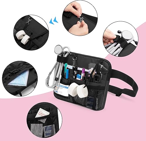 Miniatura 2 de Damero Riñonera de enfermera con bolsillos para equipo médico, bolsa de cintura para enfermera, cinturón de herramientas con soporte para cinta para