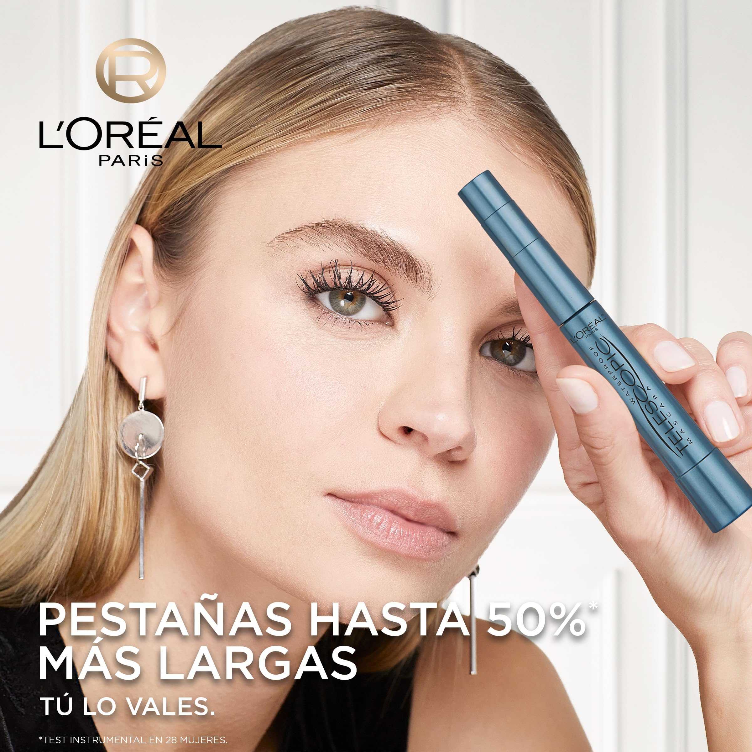 L'Oréal Paris - Mascara Volume et Longueur Waterproof - Formule Fortifiante Enrichie en Céramide - Brosse Exclusive Double Face - Telescopic Lift Waterproof - Couleur : Noir