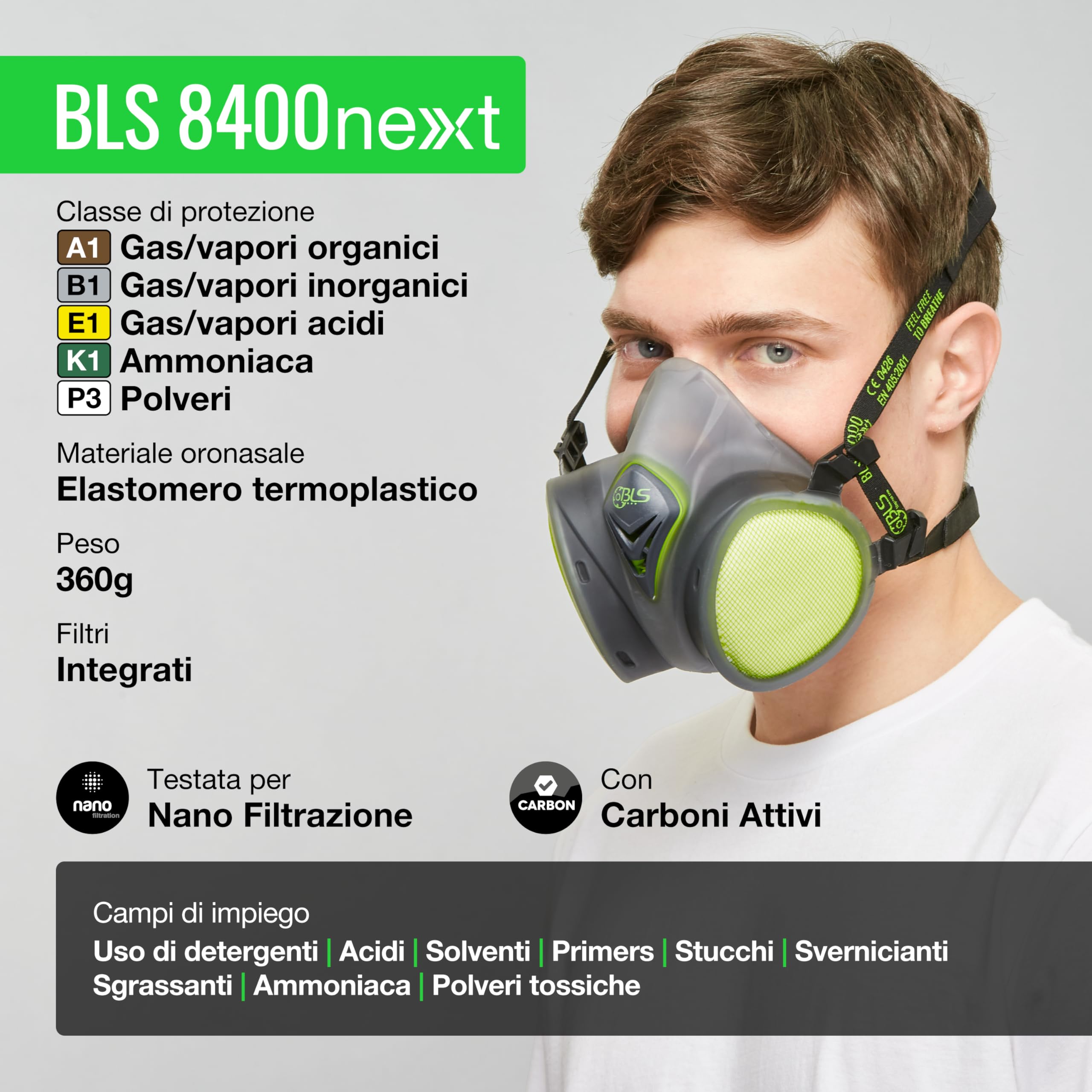 BLS 8400 Máscara de protección respiratoria sin mantenimiento