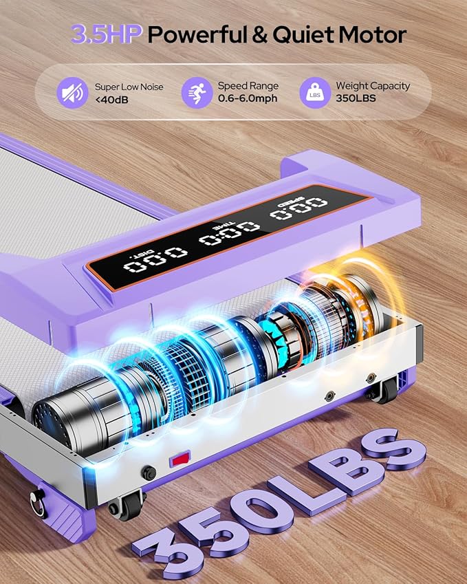 Caminadora Eléctrica Plegable con Inclinación 12% y Barra Ajustable Color Morado miniatura 7
