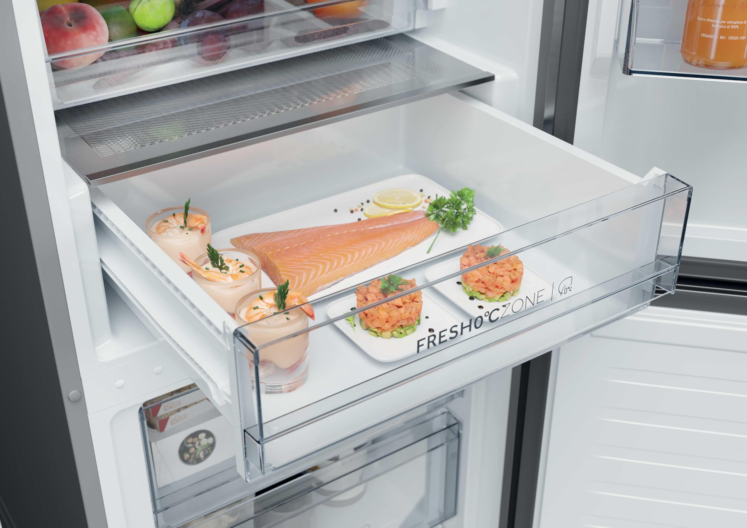 Haier 2D 60 Series 1 PRO HDPR1620ANPK - Frigorífico Combi, 409L, Circular AirFlow, Motor Inverter, Cajón 0º Fresh Zone, Total No Frost, Air Surround, Ancho 60cm, Alto 2,05m, Iluminación LED, Inox