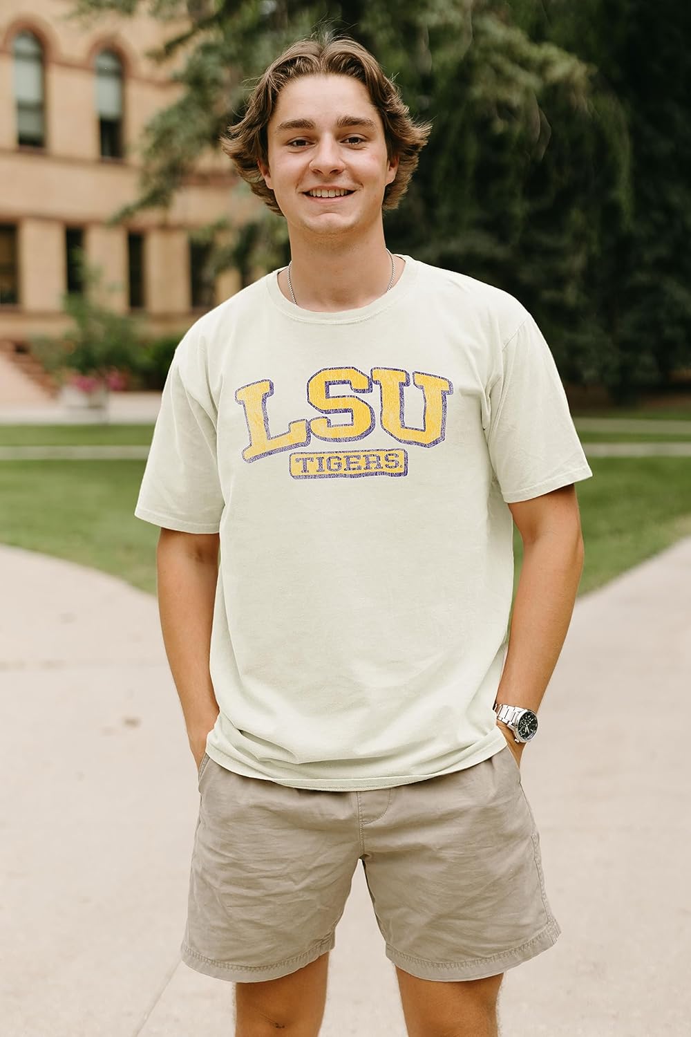 Blue 84 NCAA Unisex-Adult NCAA Officially Licensed T-Shirt Ivory Dyed Ringspun Vintage - Image 2