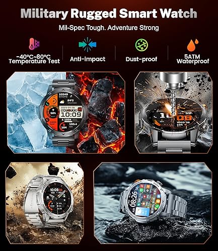 Miniatura 5 de LIGE Reloj inteligente para hombre (hacer llamadasresponder llamadas) con 1000 mAh, reloj inteligente con pantalla HD de 1.75 pulgadas con linterna,