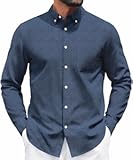 Mens Long Sleeve Button Down Shirt Casual Untucked Shirts for Men Oxford Dress Shirts