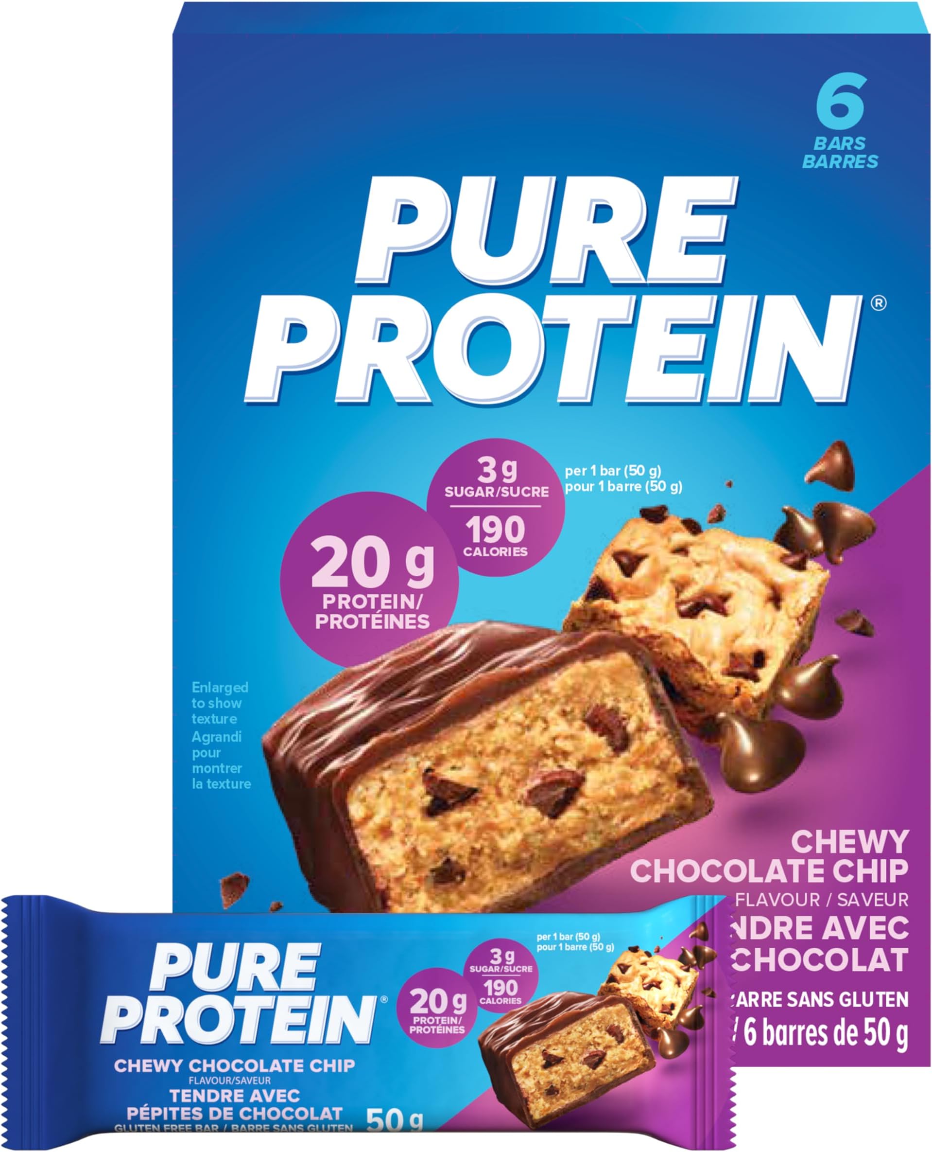 Bars, Gluten Free, Chewy Chocolate Chip, 50g, 6ct, {Imported from Canada}