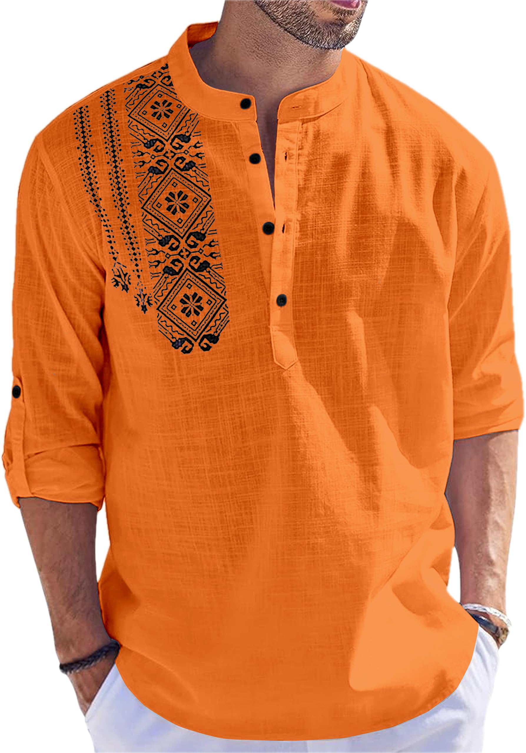 folgen set the trend FOLGEN Men's Solid Cotton Blend Full Sleeve Straight Kurta Regular Fit Short Kurta Shirt for Men-picture-36