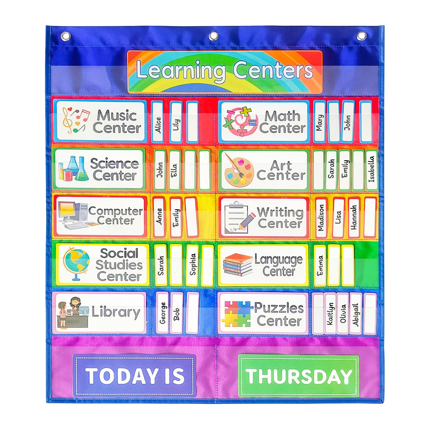 Amzoya Classroom Learning Center Pocket Chart,Classroom Management Pocket Chart with Activities Cards for Educational and Learning Classroom or Homeschooling Use