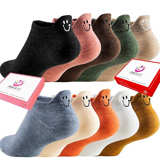 Women Cute Socks 10 Pairs Cotton Kawaii Embroidered Funny Low Cut Ankle Socks for Women Girls