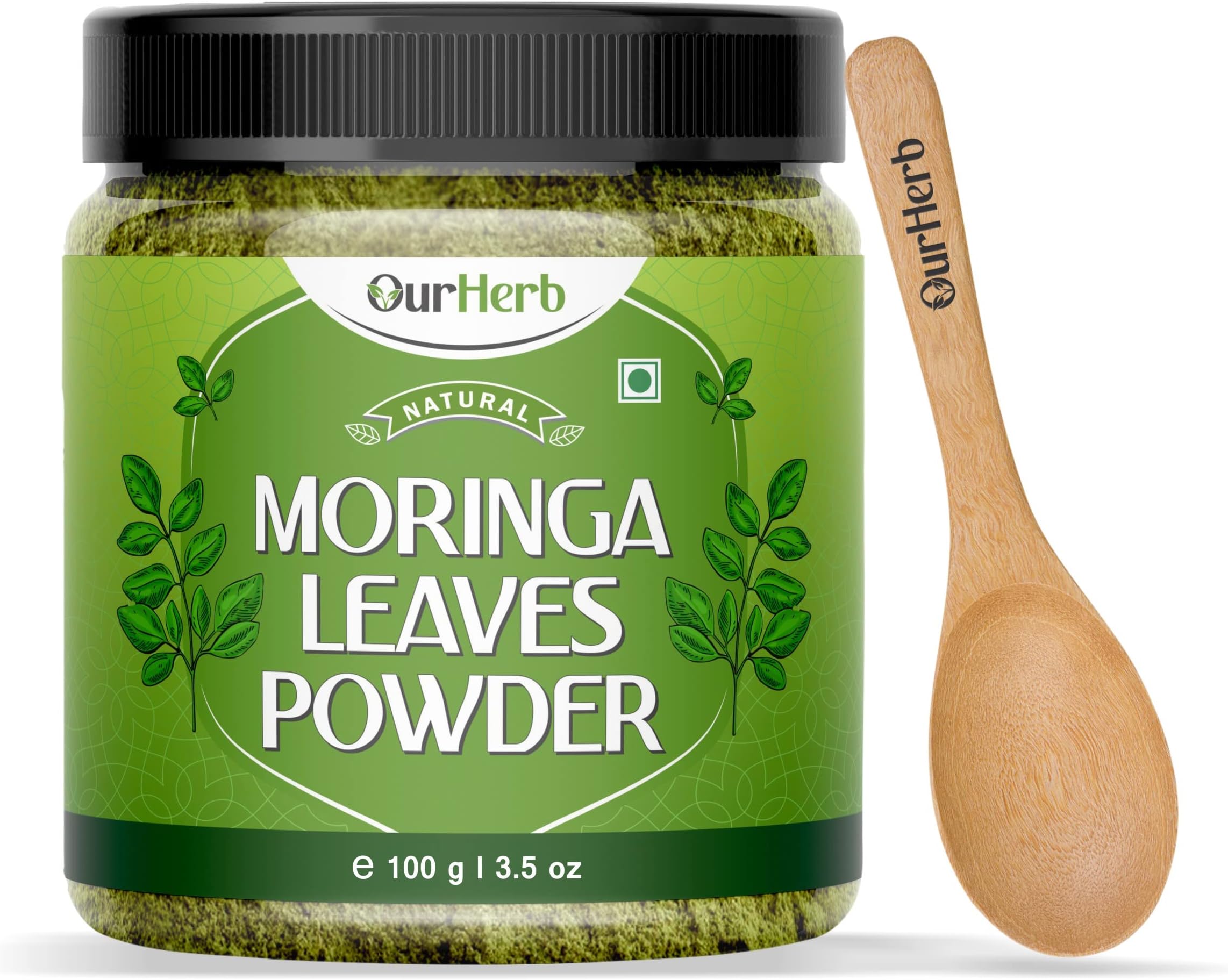 OurHerb Organic Moringa Powder 100g | 100% Pure Moringa Leaf Powder | Ayurvedic Superfood Helps in Immunity, Energy, Weight Loss, Skin & Hair | Non-GMO, No Preservatives