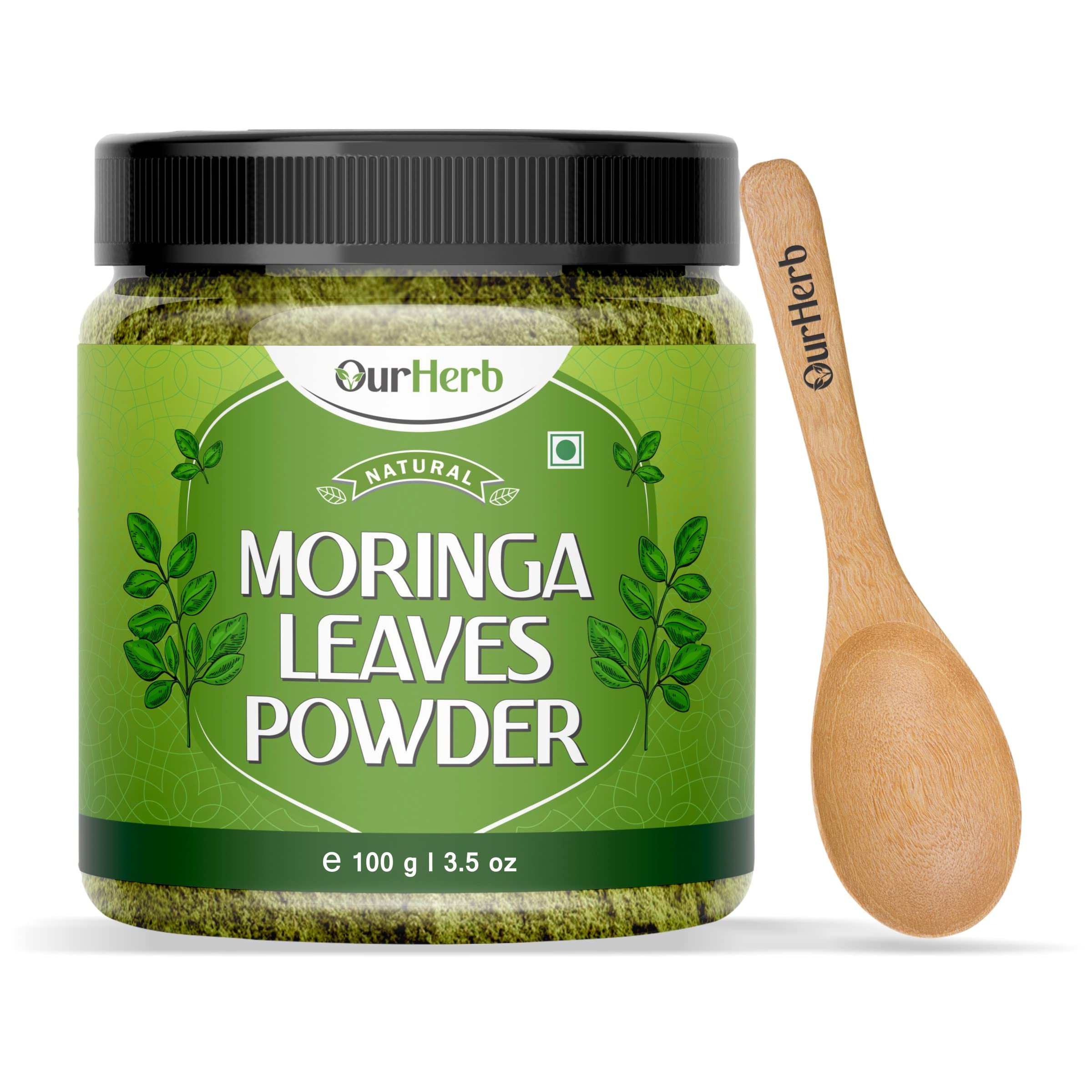 OurHerb Organic Moringa Powder 100g | 100% Pure Moringa Leaf Powder | Ayurvedic Superfood Helps in Immunity, Energy, Weight Loss, Skin & Hair | Non-GMO, No Preservatives