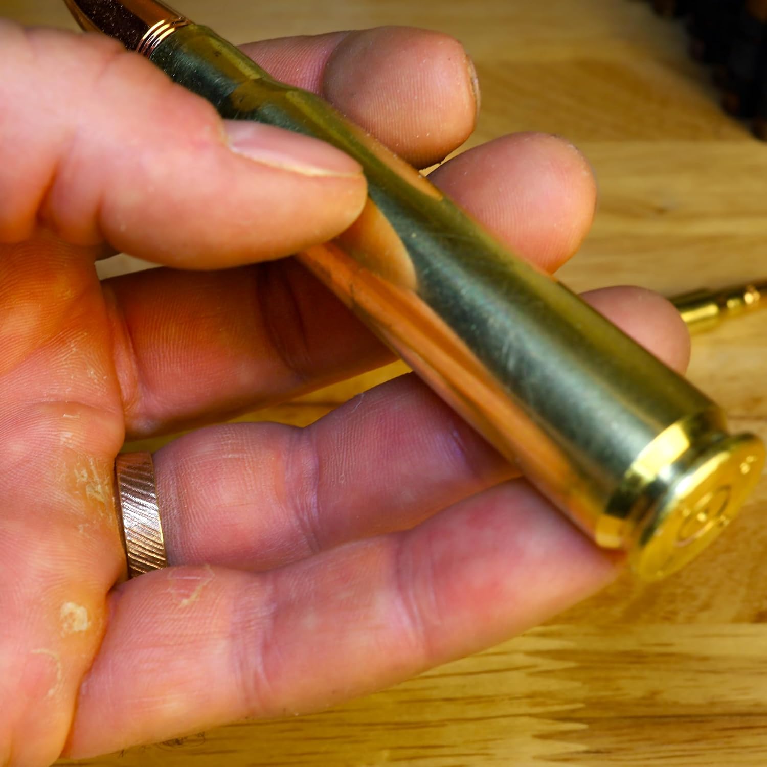 Real Bullet Wedding Band for Men | Made in the USA from A Real 50 Cal | Handmade Personalized Wood Gift Box