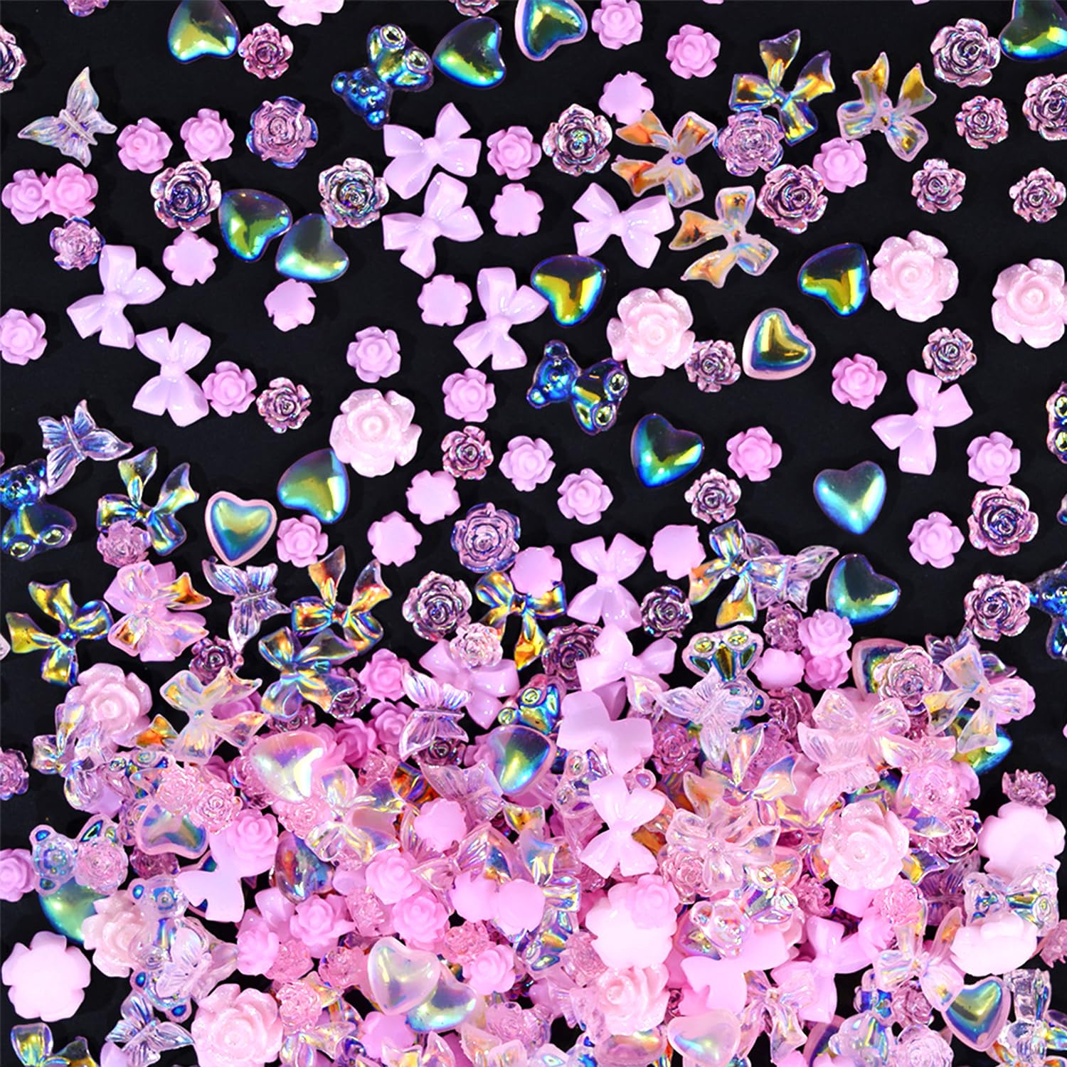 50g Pink Nail Art Charms Set with Assorted Designs for DIY Nail Decorations and Craft Projects