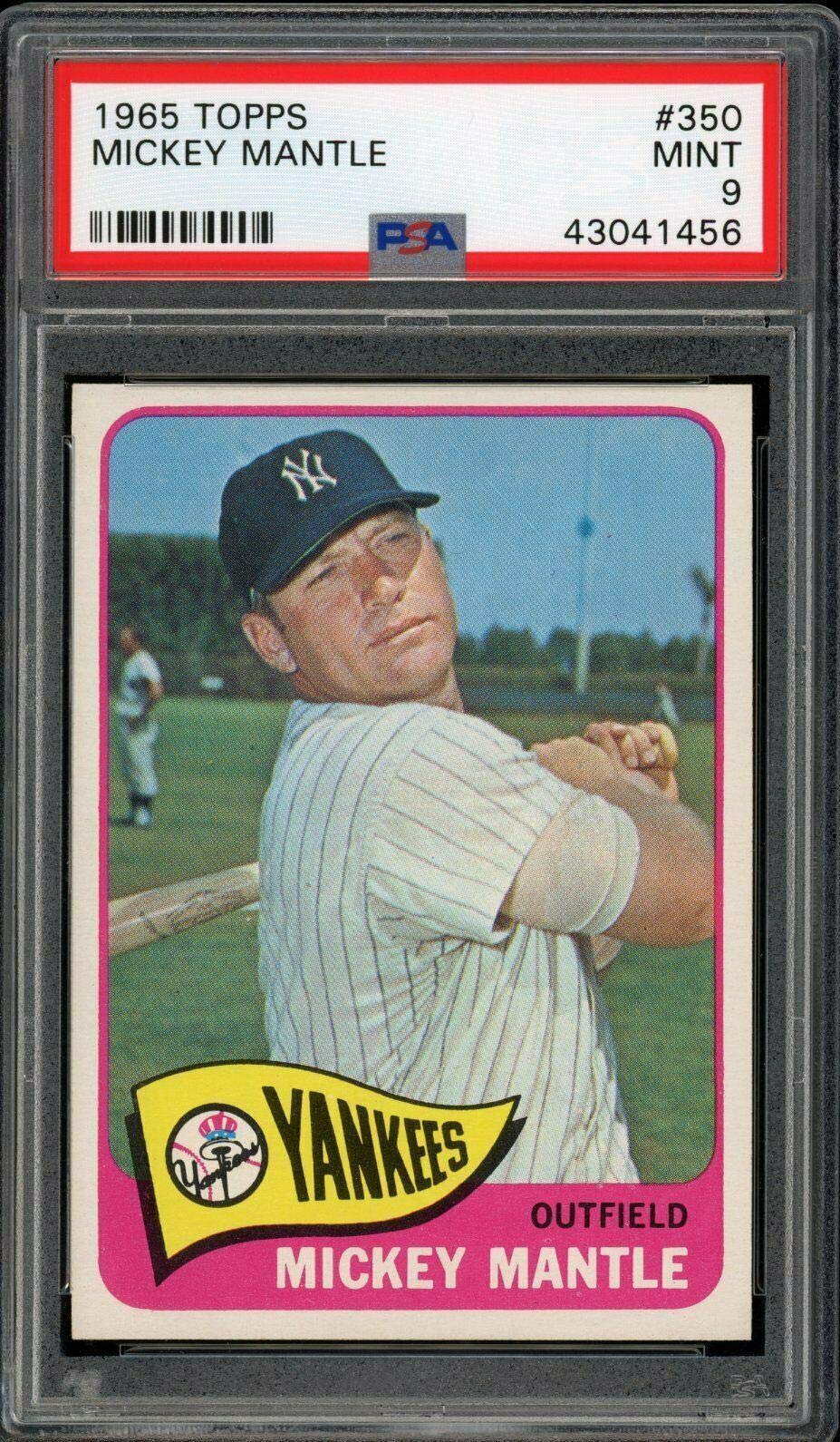 Amazon.com: Mickey Mantle 1965 Topps Yankees Card #350 PSA 9"High-End  Centered * - Slabbed Baseball Cards : Collectibles & Fine Art