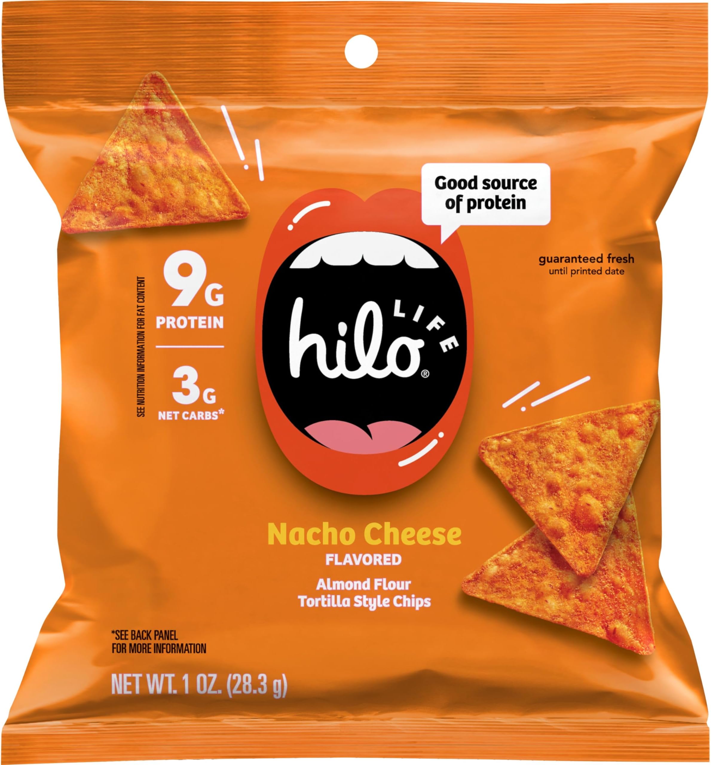 Hilo Life Low Carb Keto Friendly Tortilla Chip Snack Bags, Nacho Cheese, 1 Ounce (Pack of 12)