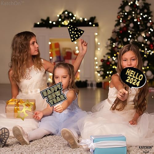 Miniatura 9 de Accesorios grandes para cabina de fotos de Año Nuevo 2023  Paquete de 26  Accesorios de cabina de fotos de Año Nuevo de papel negro dorado