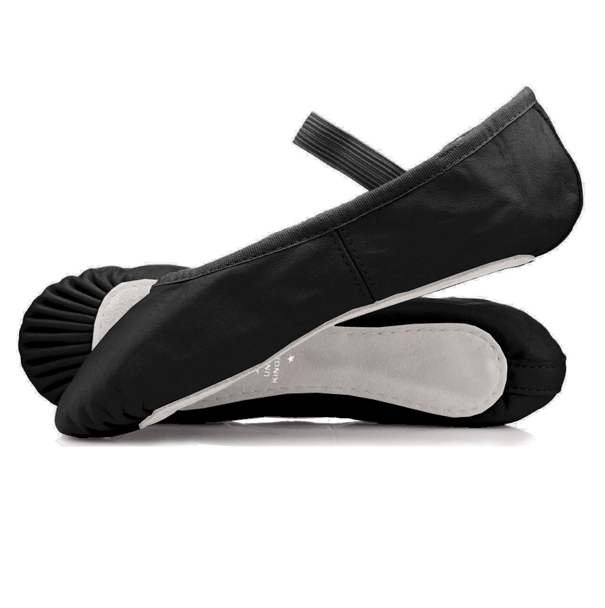 Roch Valley Ophelia Full Sole Black Leather Ballet Shoes (Black, 13.5)