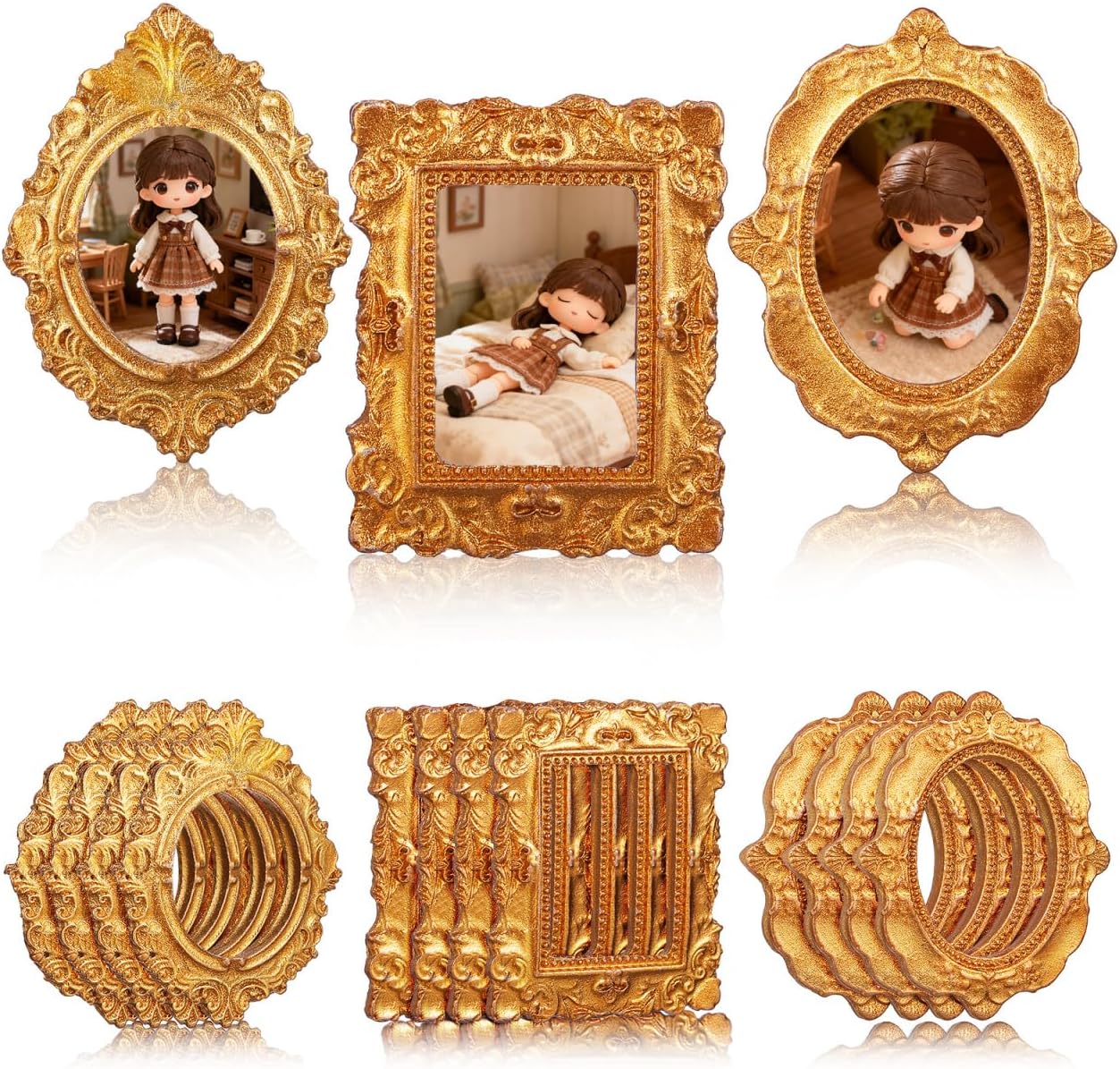 Amosfun 15Pcs Miniature Photo Frames for Dollhouse Mini House Decor Small Resin Picture Frames Crafts 1.57X1.18X0.11In Creative Mini Photo Frame Ornaments