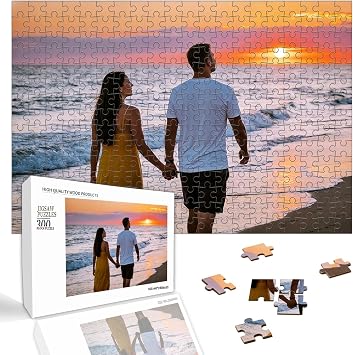 Personalised Photo Jigsaw Puzzle, 300/500/1000 Pieces Custom Wooden Puzzle Valentines Day Gift Family Picture Puzzle Unique Present