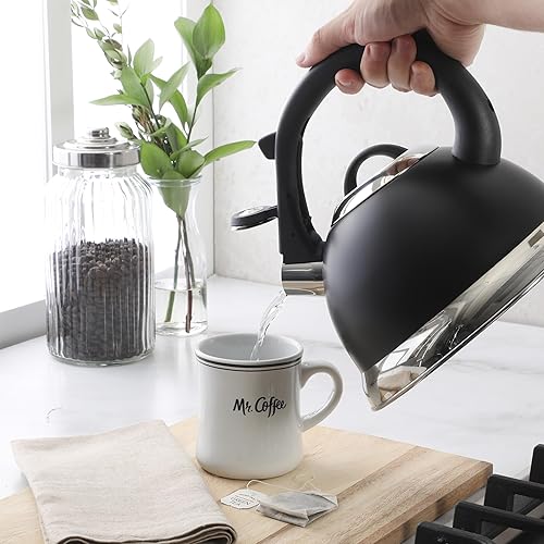 Miniatura 14 de Hervidor de agua para té con silbido Mr. Coffee 91407.02 Flintshire, de acero inoxidable, 1.75 qt, Plateado Mirror Polish