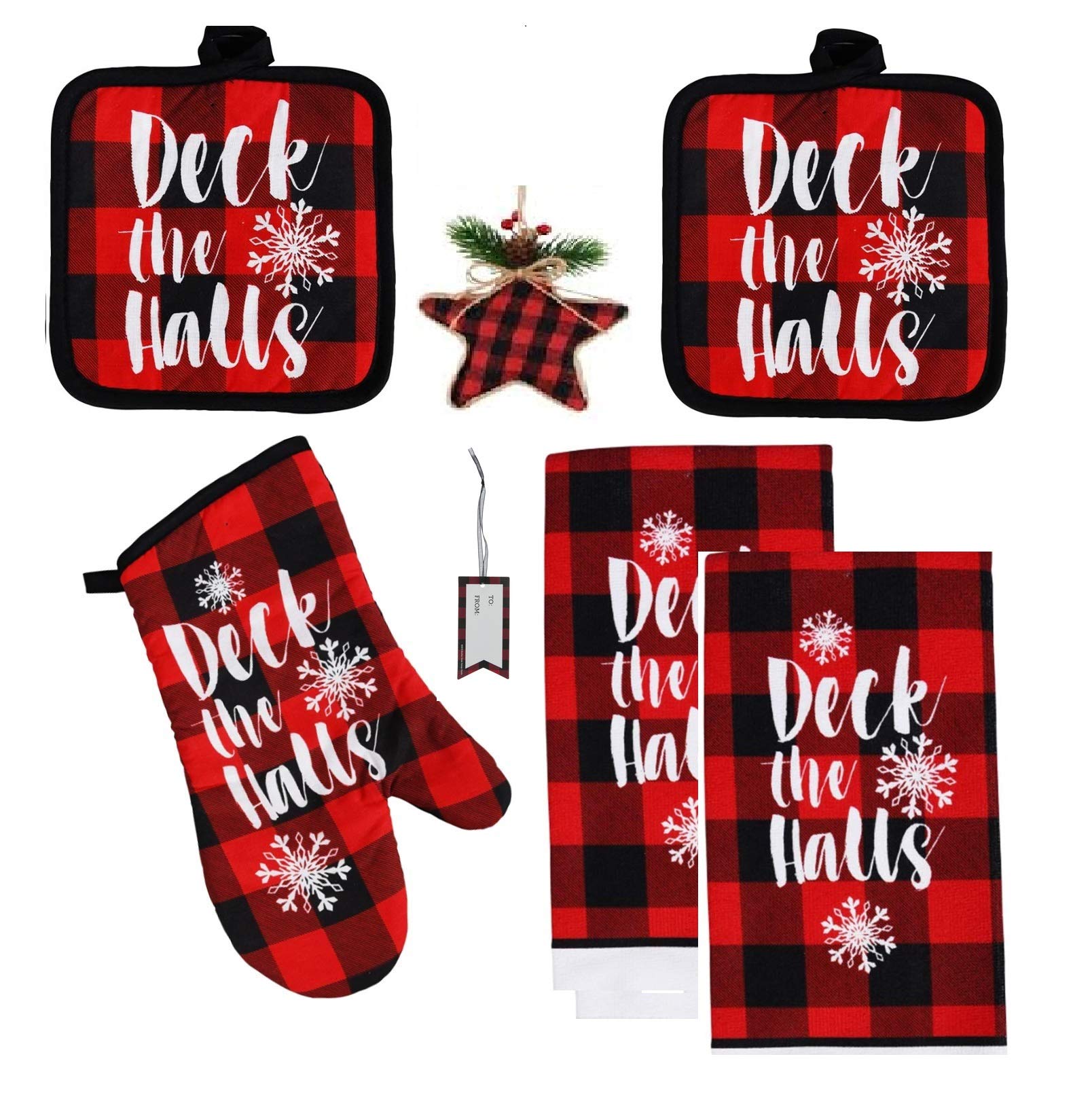 Buy Buffalo Check Kitchen Towel Set with Dish Towels Pot Holders Oven