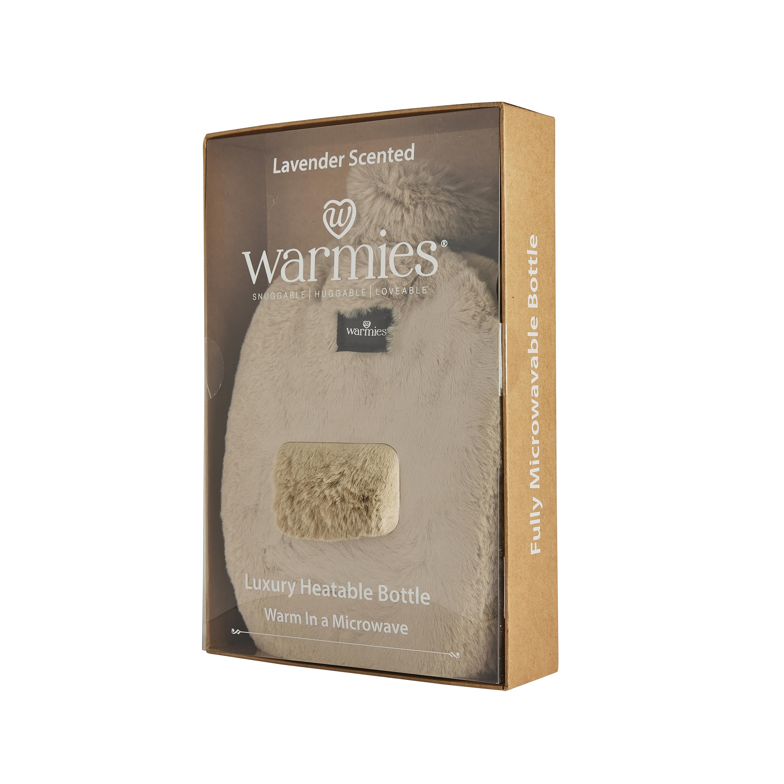 Warmies Botella Microondas, Almohadilla Calefactable con Lavanda Francesa Seca, Saco de Trigo Microondas, Color Latte