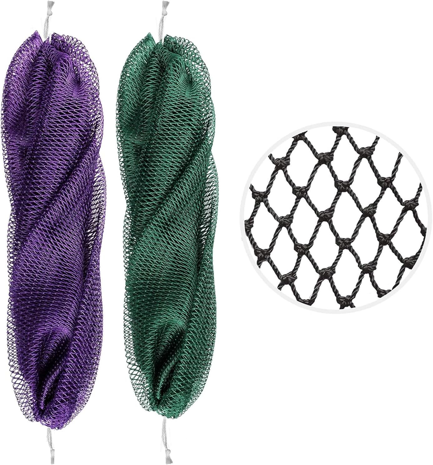 African net Sponge authentic-2pcs Exfoliating Net,exfoliating Towel Bath sponges Shower Scrubber for Body,exfoliating Sponge,Bath Towel Back Scrubber,Shower Sponge (Green & Purple)