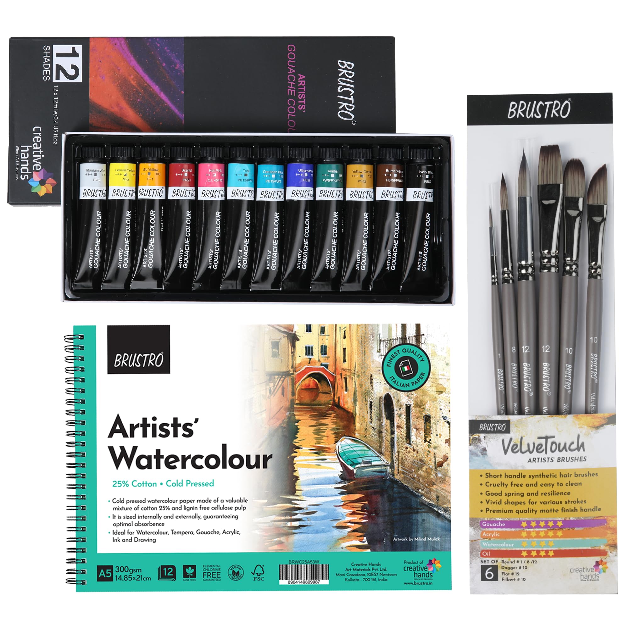 BRUSTRO Artists Gouache Colour | Set of 12 Colours X 12ml Tubes | Highly pigmented, Opaque Colors, Intermixable, Canvas Paint, Perfect For Students, Adults, Beginners, Professionals and Artists — Amazon image 7