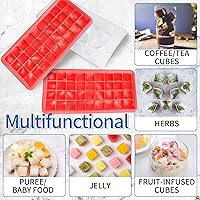 Vista 3 de CZWL&HG - Bandejas para cubitos de hielo (Juego de 2), paquete de 2 bandejas de hielo de silicona con tapa y recipiente, moldes para cubitos de Rojo