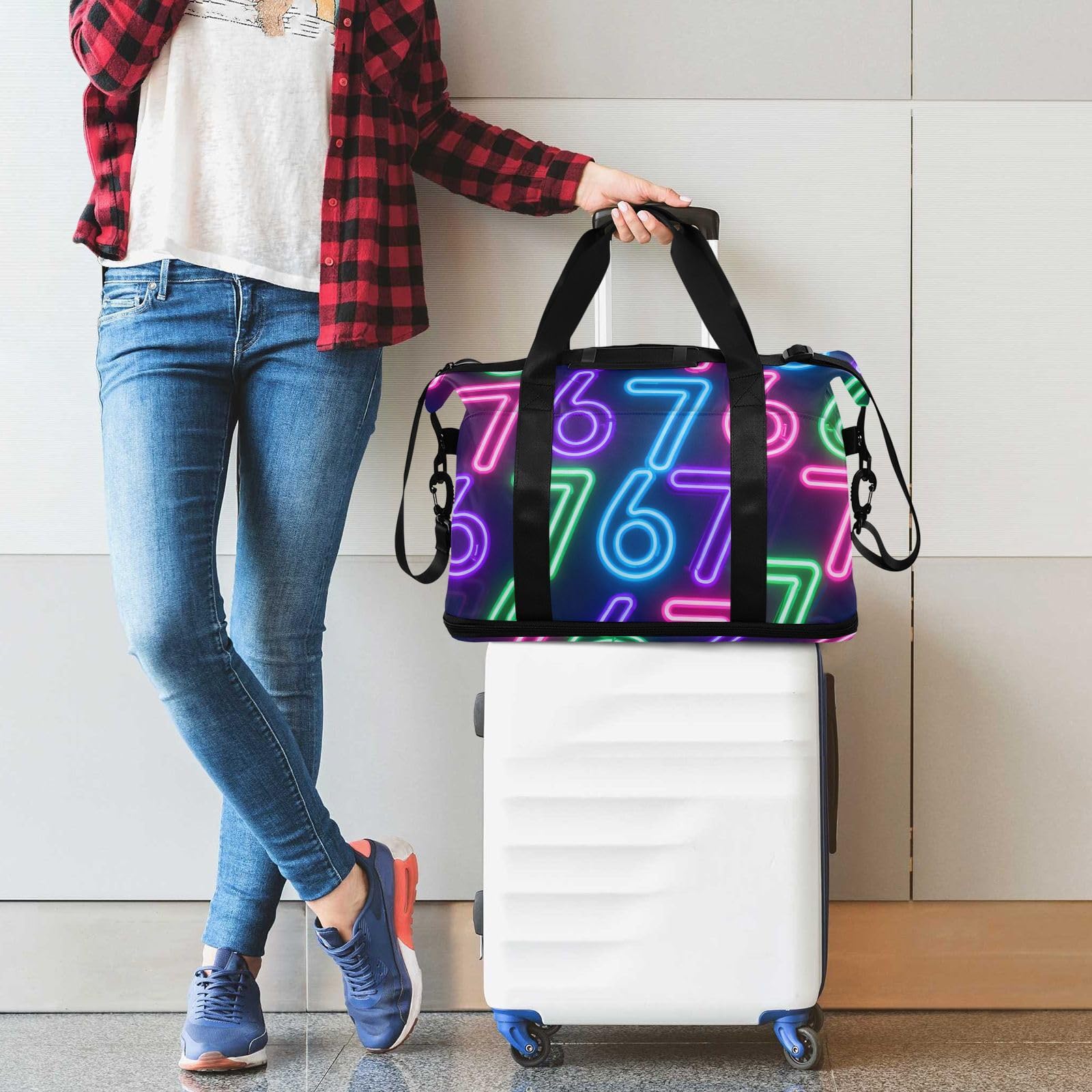 Neon Six Seven modna torba podręczna z kieszenią na mokro regulowany pasek sportowe torby marynarskie na siłownię wodoodporna dla mężczyzn kobiet