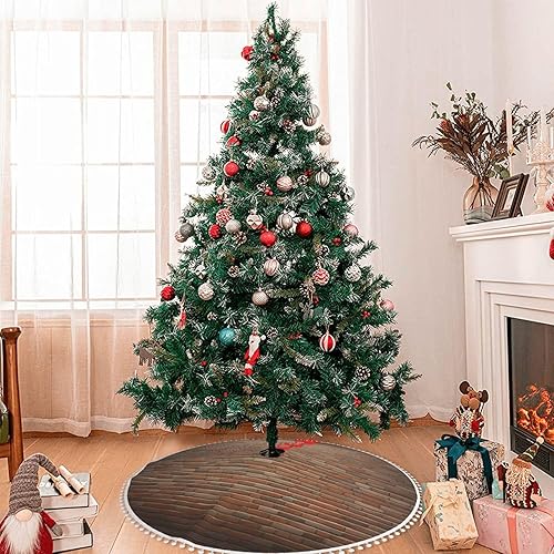 Miniatura 9 de Merry Christmas Tree Skirt,Xmas Tree Skirt with Pom Pom Trim 30 Inch for Indoor Outdoor Decor,Industrial Brick Wall Background Pattern