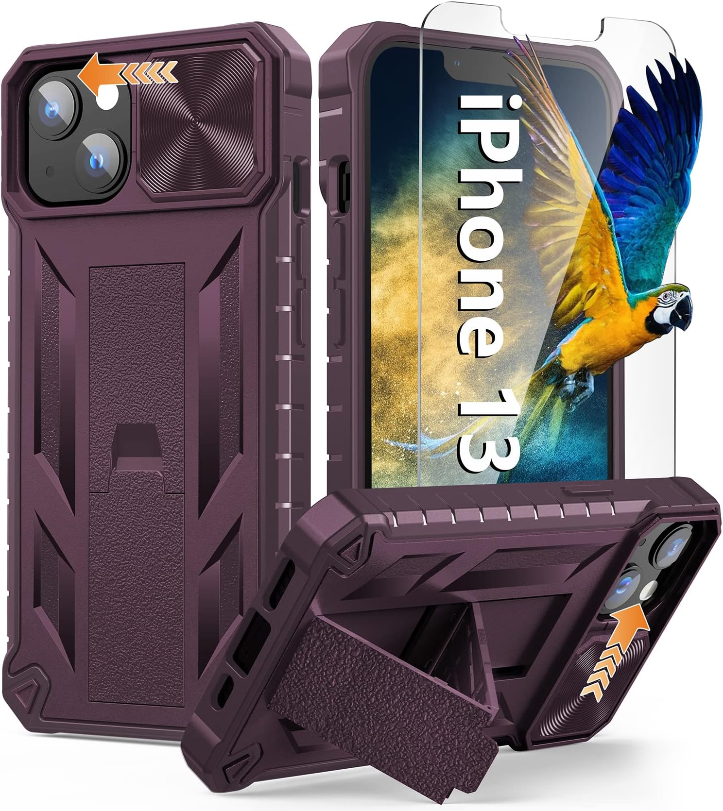 SOiOSfor iPhone 16e Case 2025: iPhone 13 iPhone14 Cover with Kickstand | Shockproof Military Grade Protective Cell Phone Case | TPU Durable Rugged Bumper Textured Matte Hybrid Design