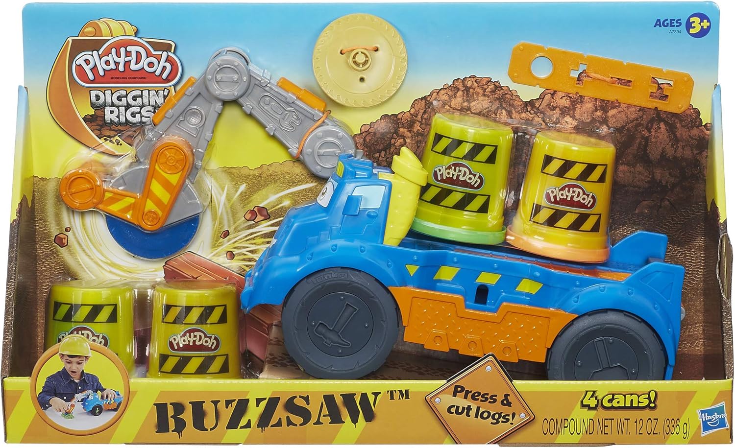 Play-Doh Buzzsaw Logging Truck Toy with 4 Non-Toxic Colors, 3-Ounce Cans (Amazon Exclusive)