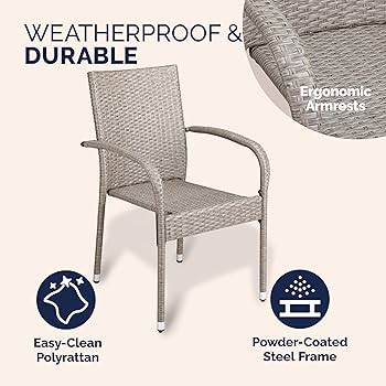 CASARIA® Set Of 4 Polyrattan Garden Chairs | Stackable | Weatherproof