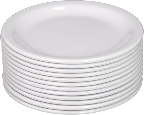 Miniatura 2 de Winco MMPR-6W - Plato redondo de melamina, 6.5 pulgadas, blanco (12 unidades), mediano Blanco,Beige Bronceado