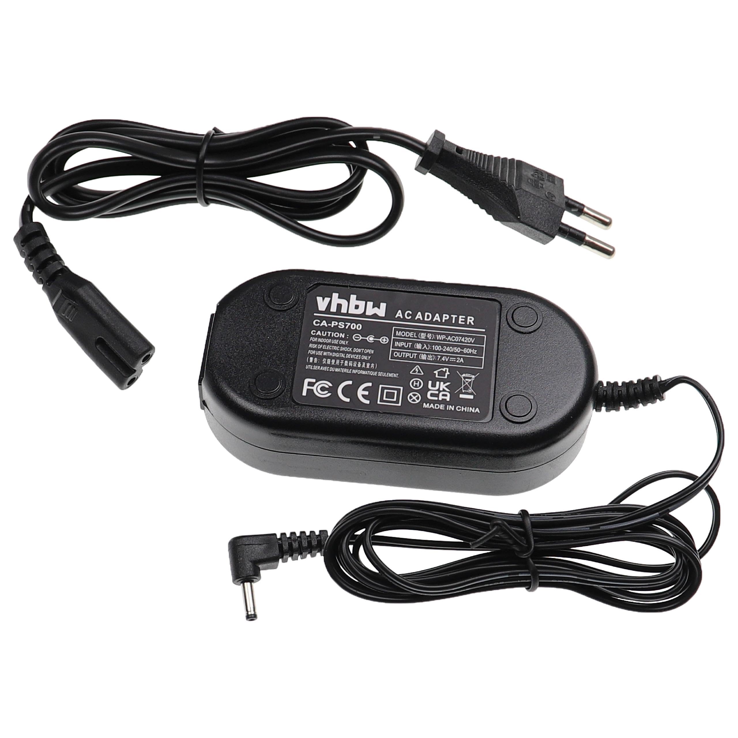 vhbw Zasilacz zastępczy do Canon CA-PS700 do aparatu, aparatu cyfrowego, DSLR - kabel sieciowy, 2 m