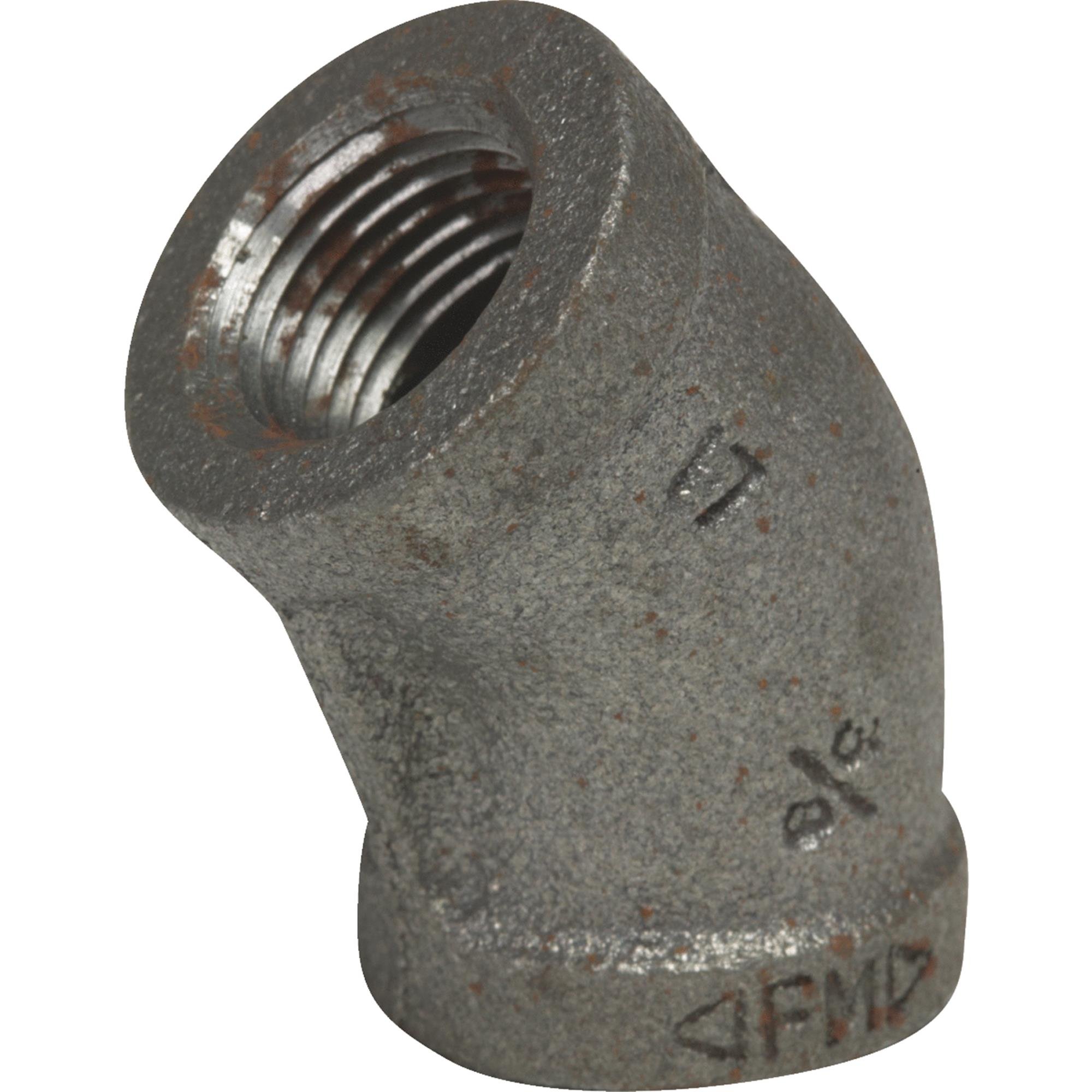 Anvil 8700126108, Malleable Iron Pipe Fitting, 45 Degree Elbow, 3/8" NPT Female, Black Finish